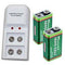 Dual Battery Charger with 2 9V Batteries (Charger & 2 Batteries) - Tens Units