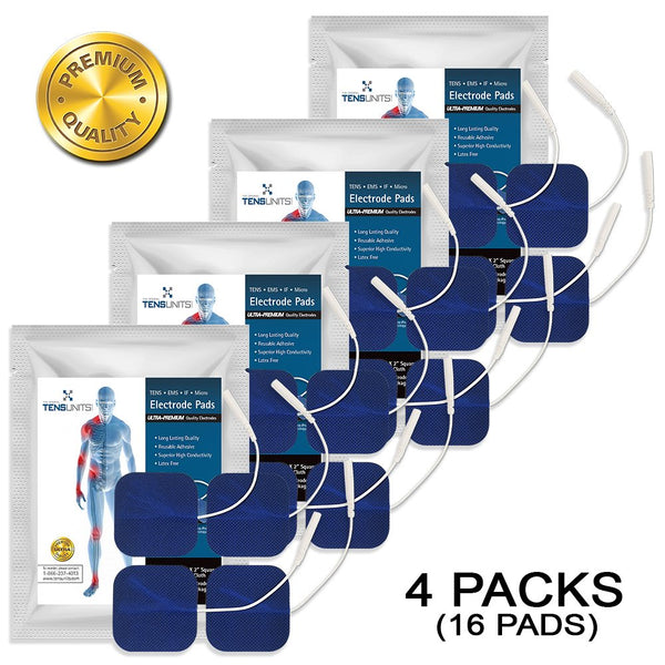 Ultra Premium: Optimal Comfort 16 Blue Cloth Electrodes, 2"x2", Foil Bag