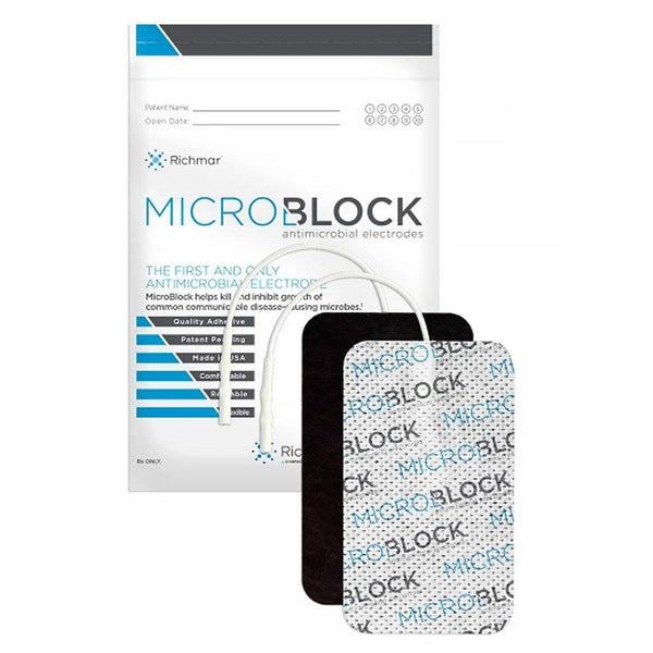 Ultra MicroBlock: Antimicrobial 3"x5" Electrodes, White Cloth, 2-Pack