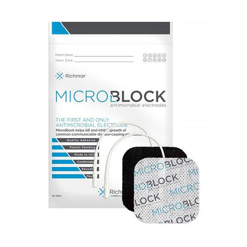 Ultra MicroBlock Antimicrobial Electrode, 2" Square in White Cloth