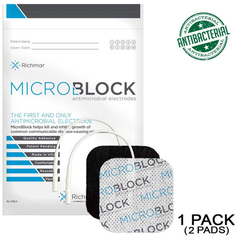 Ultra MicroBlock Antimicrobial Electrode, 2" Square in White Cloth