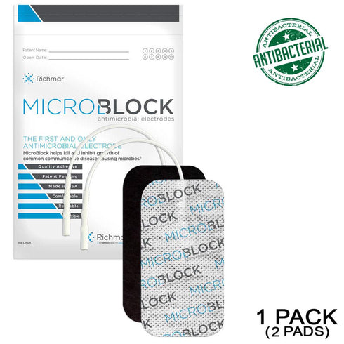 Ultra MicroBlock: 2"x3.5" Antimicrobial Electrodes, White Cloth 4-Pack