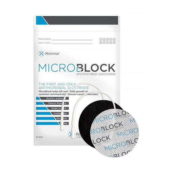 Ultra MicroBlock Antimicrobial Electrode, 3" Round in White Cloth - 4 Pack