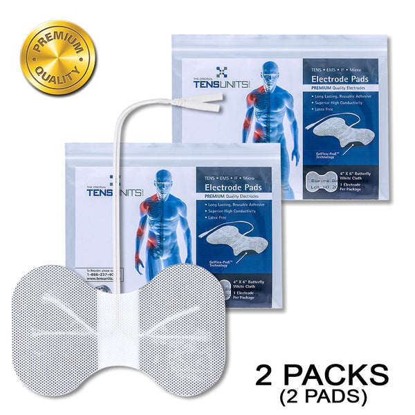 Premium Comfort Plus: 2 White Cloth Butterfly Electrodes, 4"x6"