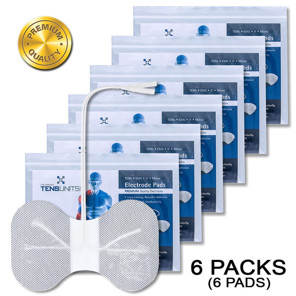 Premium Comfort Plus: 6 White Cloth Butterfly Electrodes, 4"x6"