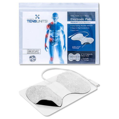 Premium Comfort Plus: 6 White Cloth Butterfly Electrodes, 4"x6"