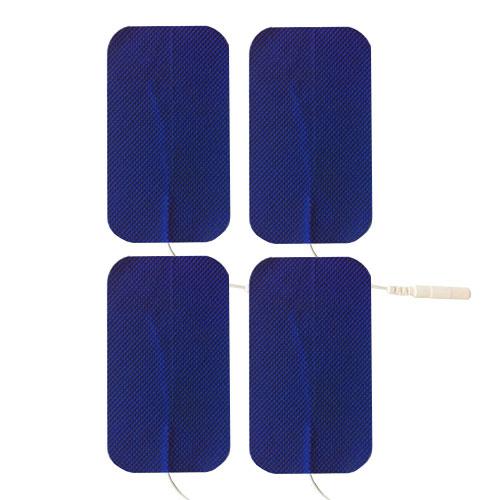 Economy 2" x 3.5" Blue Cloth Rectangle EMS & TENS Electrode Pad - 1 Pack (4 Pads) - Tens Units