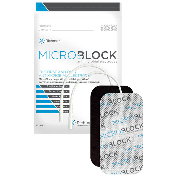 Ultra MicroBlock: 2"x3.5" Antimicrobial Electrodes, White Cloth 4-Pack