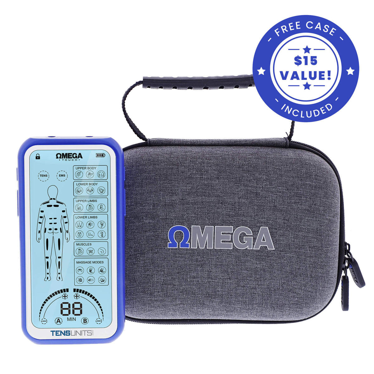 Omega Wireless TENS Unit Muscle Stimulator with Large Touchscreen