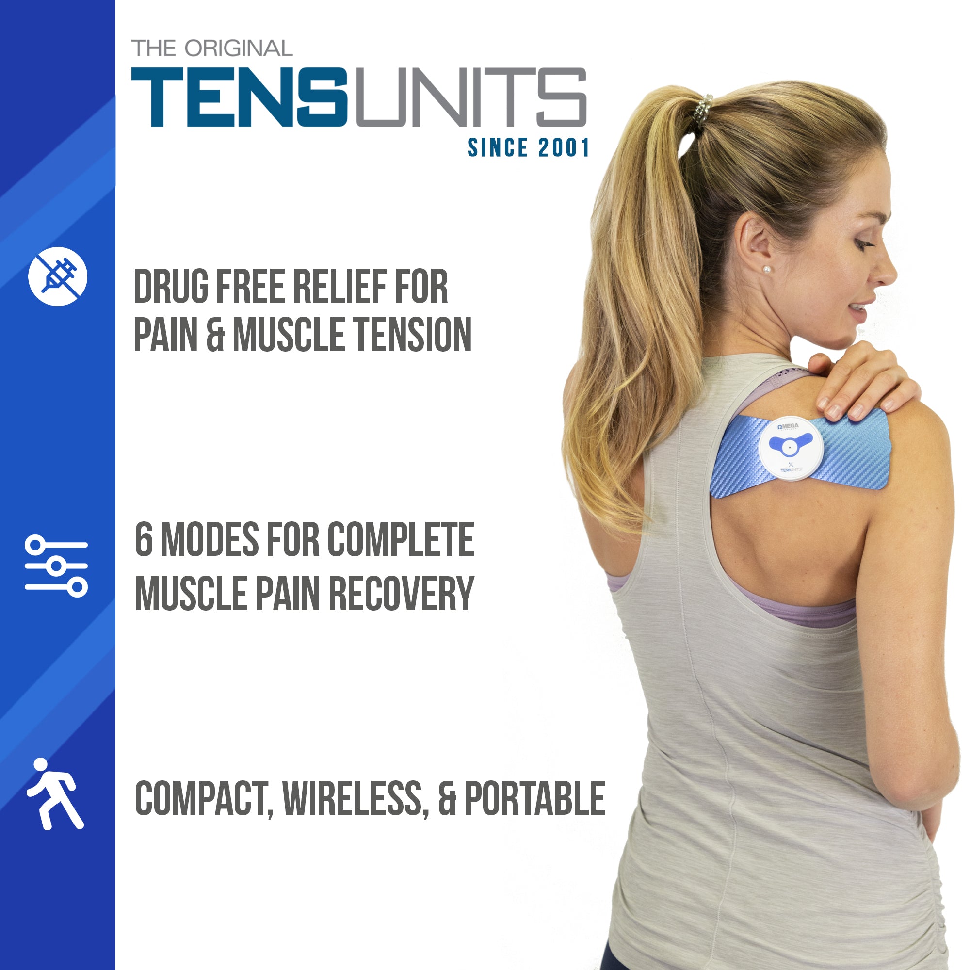 Omega Wireless TENS Unit for Pain Relief with Deluxe Remote