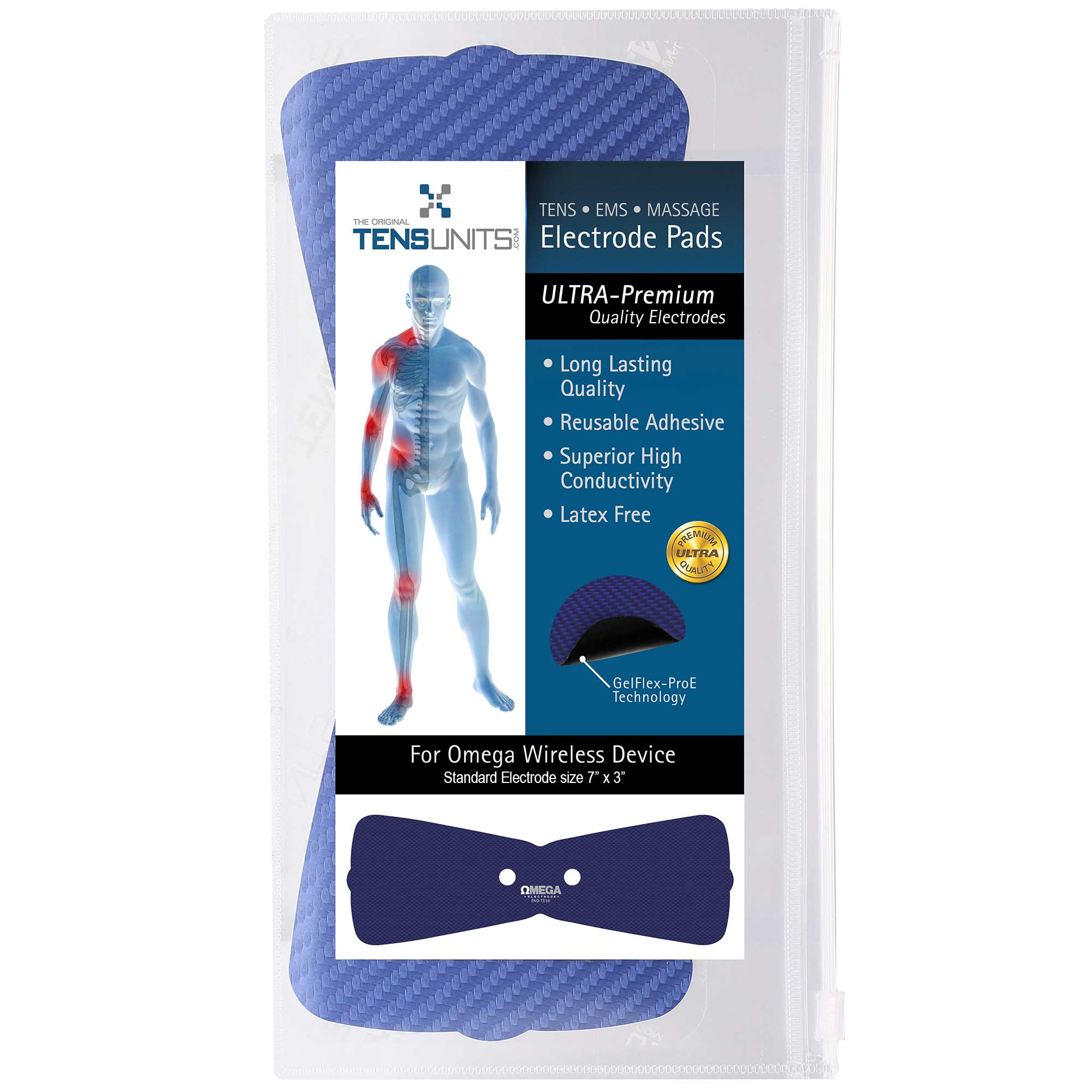 Ultra Premium: Optimal Comfort 7"x3" Butterfly Electrode & Adaptor Wire