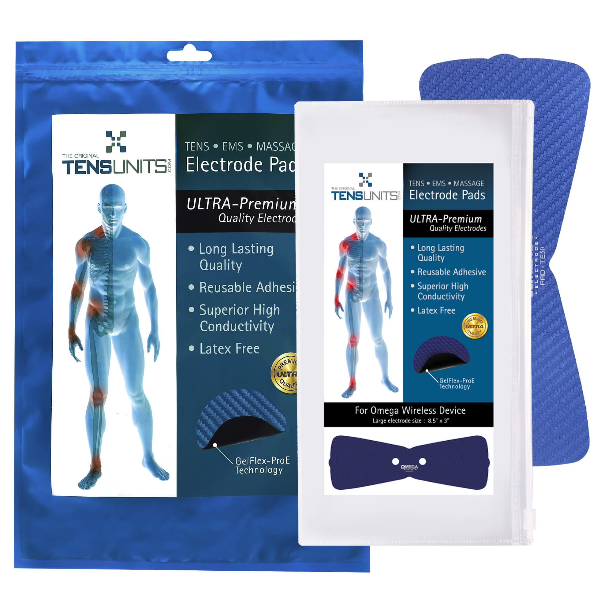 Ultra Premium: Optimal Comfort Butterfly Electrode: 8.5"x3.5", w/ Wire