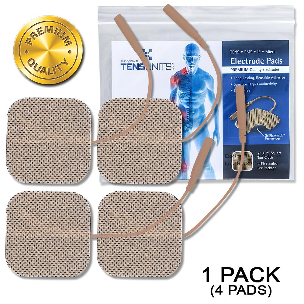 Premium Comfort Plus 2"x2" Tan Square Electrodes, Poly Bag