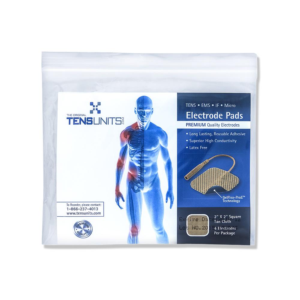 Premium Comfort Plus 2"x2" Tan Square Electrodes, Poly Bag