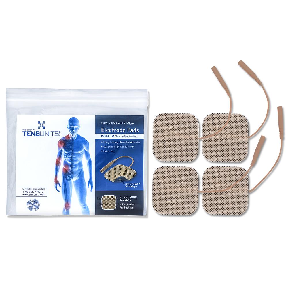 Premium Comfort Plus 2"x2" Tan Square Electrodes, Poly Bag