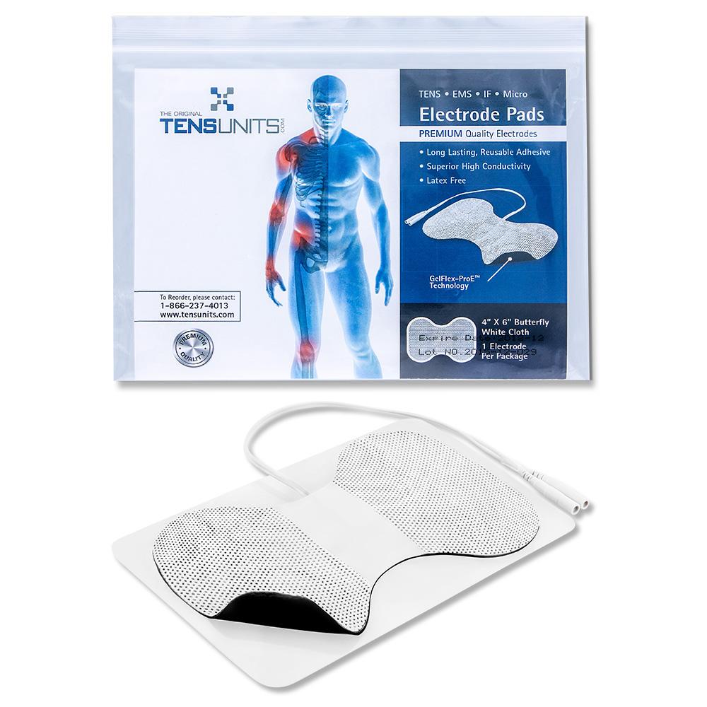 Premium Comfort Plus: 4" x 6" White Cloth Butterfly Electrode