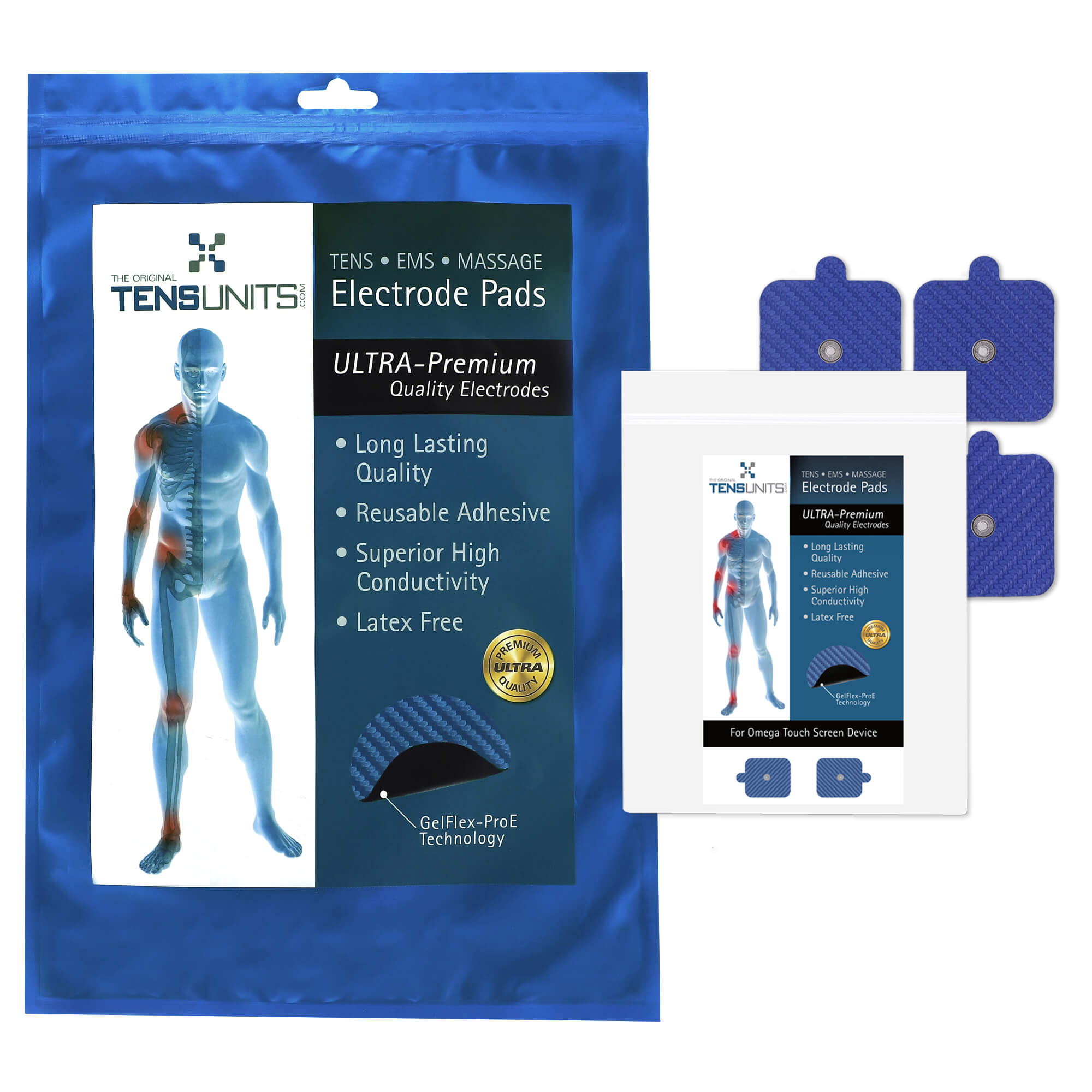 Ultra Premium: Optimal Comfort 2" x 2" Square Snap Electrodes