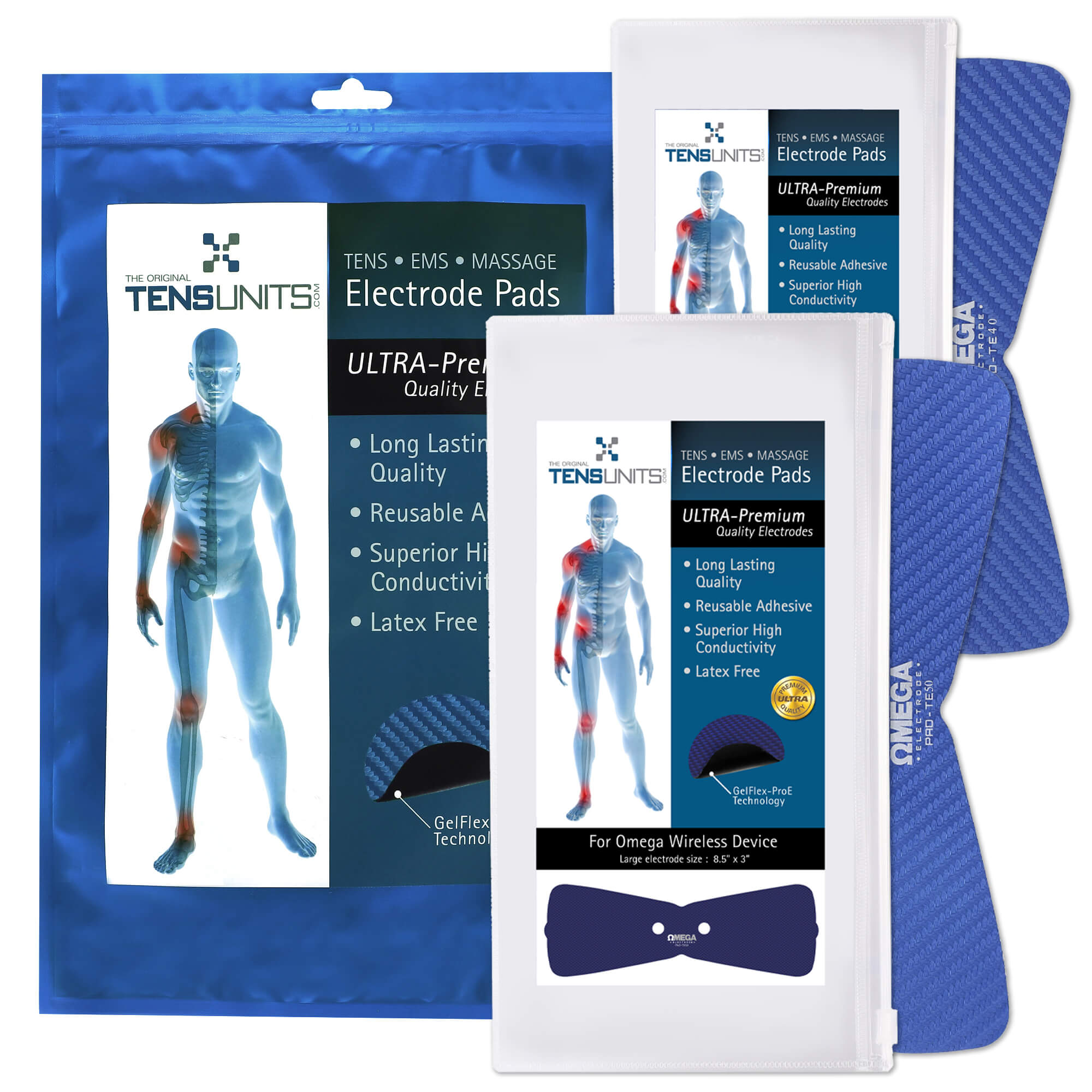 Replacement Snap Butterfly Electrode Pads 3 Large & 2 Small