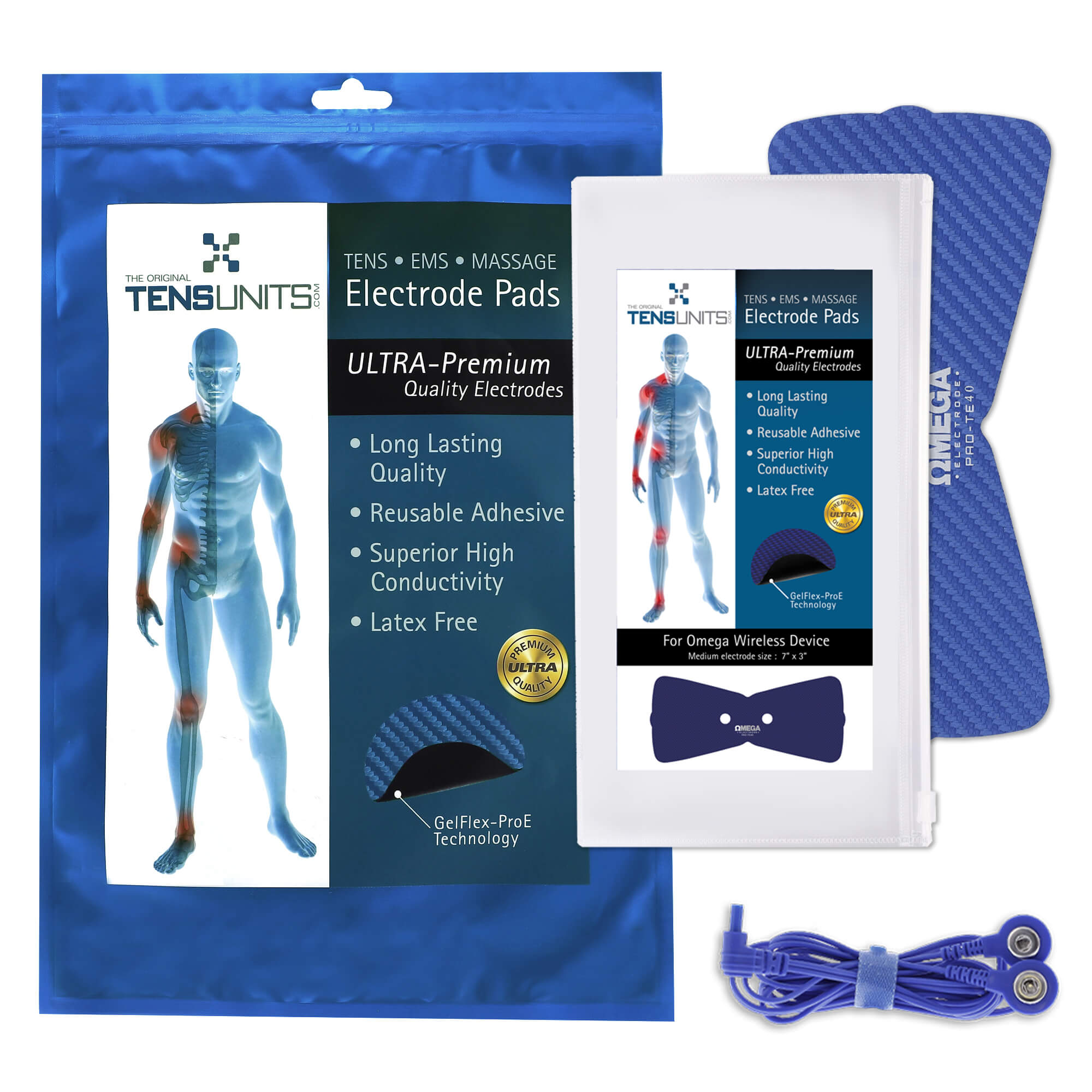Ultra Premium: Optimal Comfort 7"x3" Butterfly Electrode & Adaptor Wire