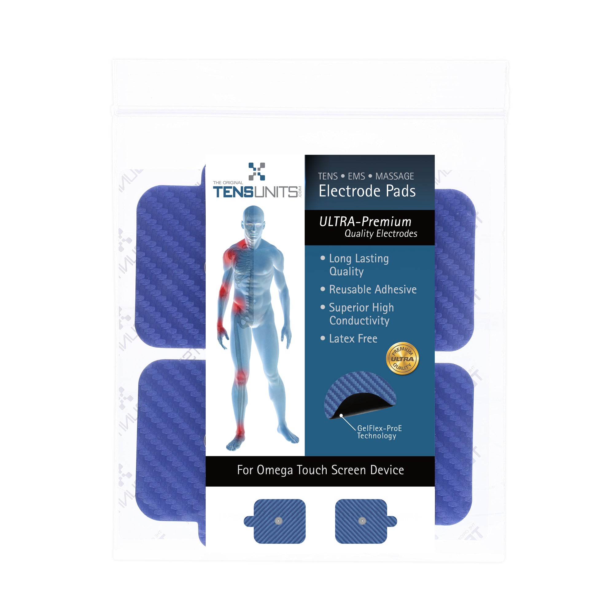 Ultra Premium: Optimal Comfort 2" x 2" Square Snap Electrodes