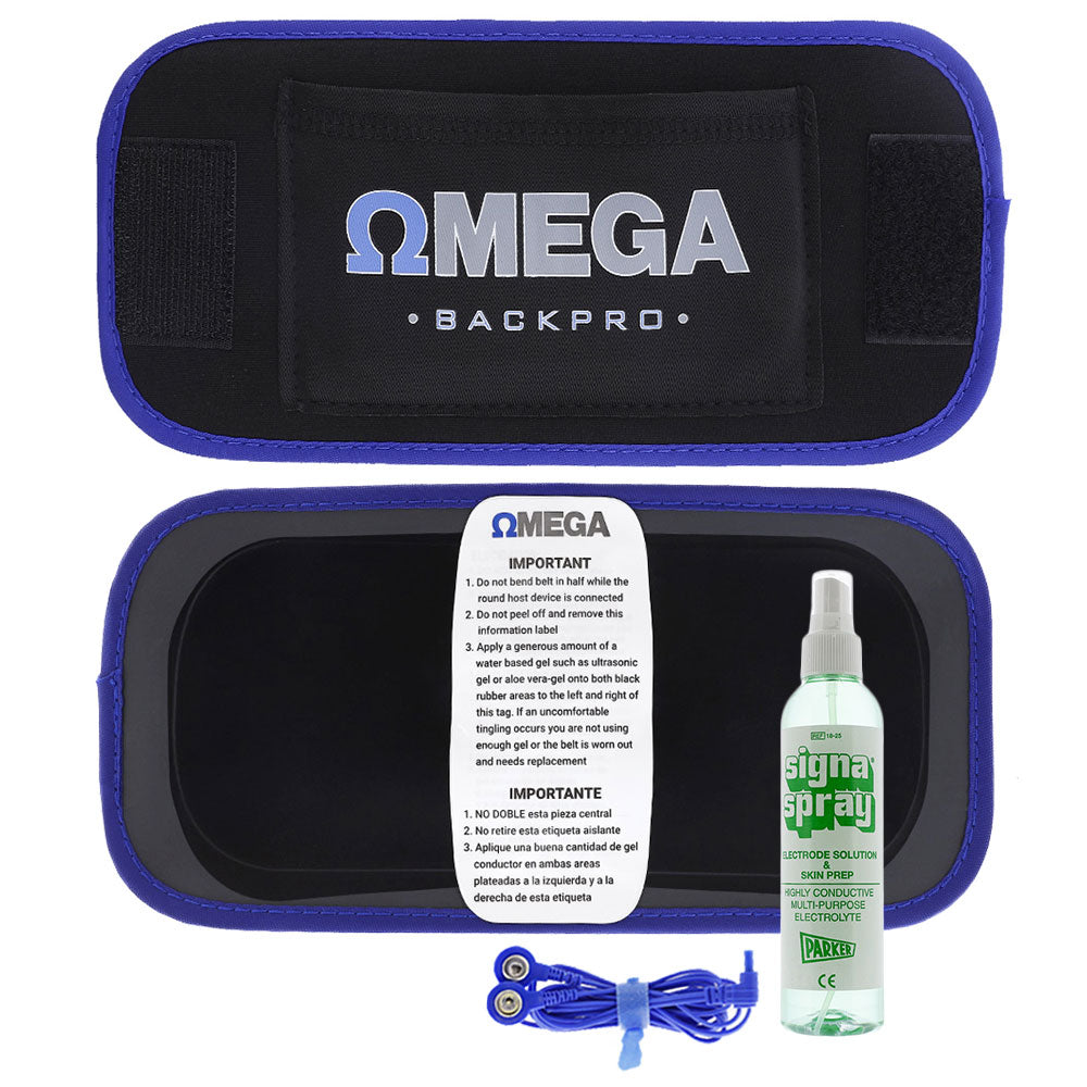 Omega BackPro Premium Conductive Back Brace Garment for TENS/EMS