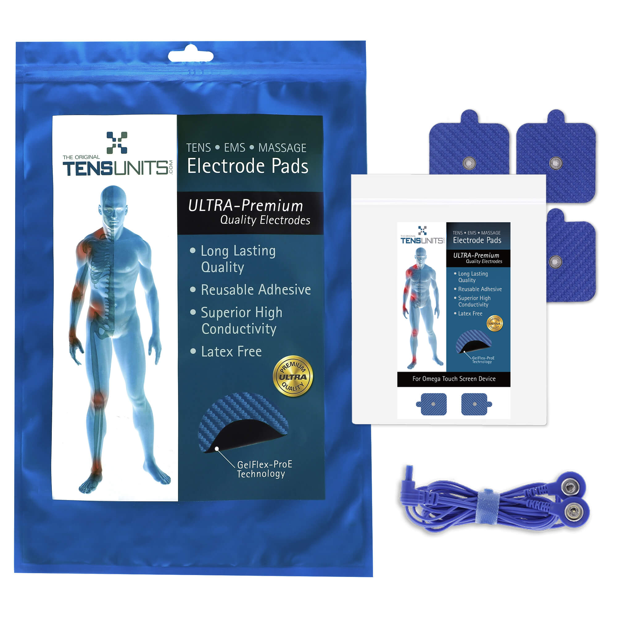 Ultra Premium: Optimal Comfort 2" x 2" Square Snap Electrodes
